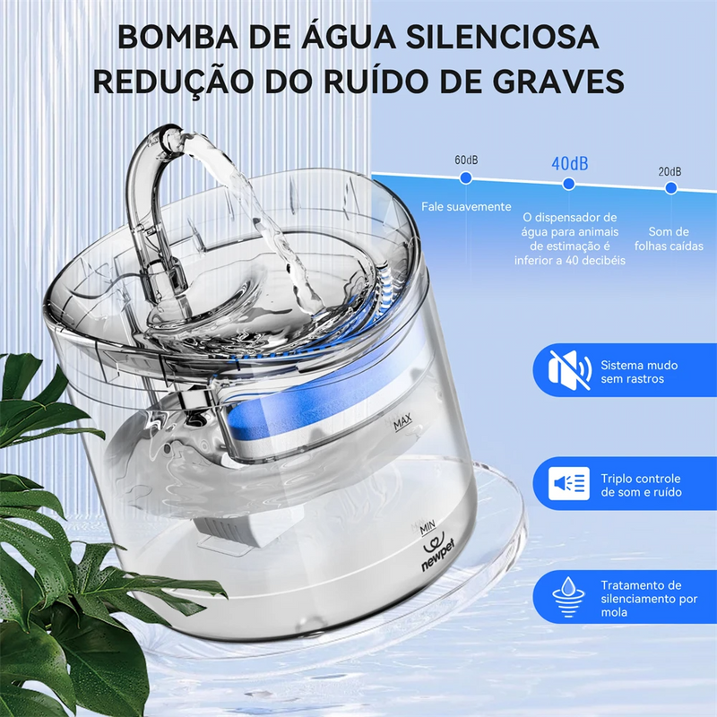 Newpet Bebedouro para gatos Com bebedouro automático para gatos e cães Bebedouro automático com dispensador de água